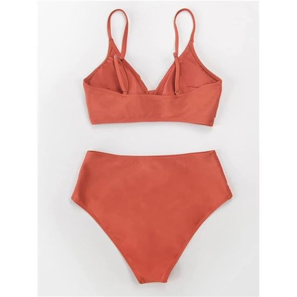 Women's Bikini Sets Two Piece Swimsuit High Waisted V Neck Spaghetti Straps - Picture 6 of 6